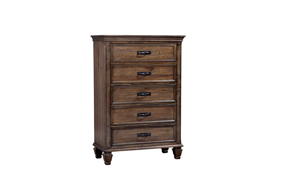 Burnished oak five-drawer chest by Coaster