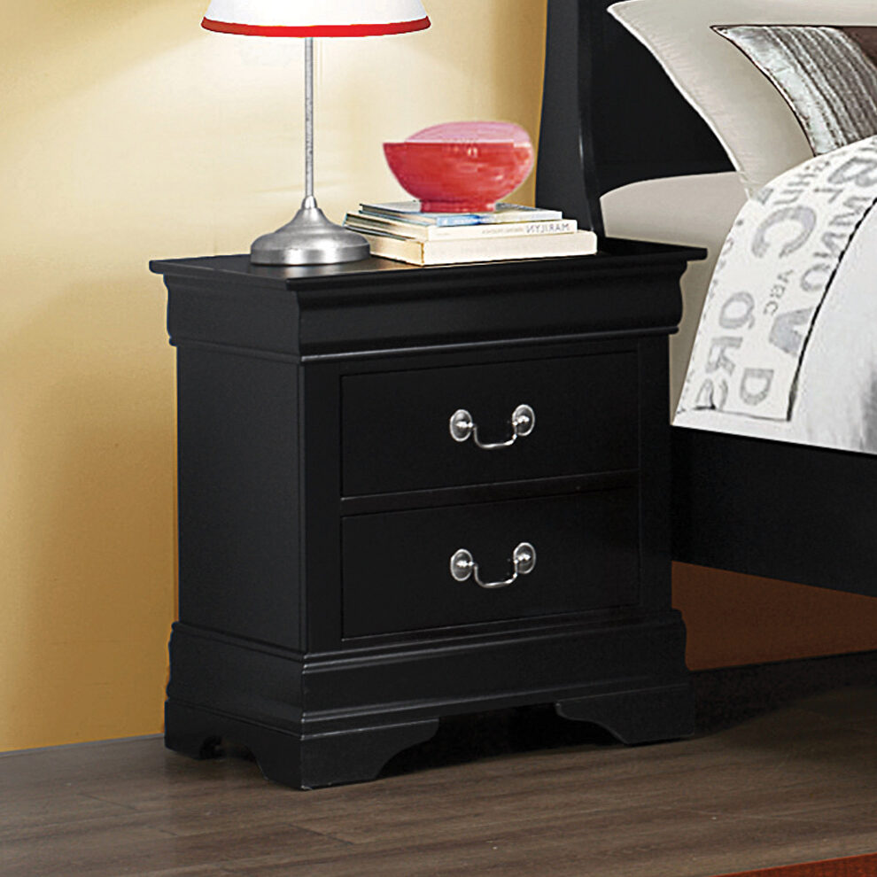 Black two-drawer nightstand by Coaster