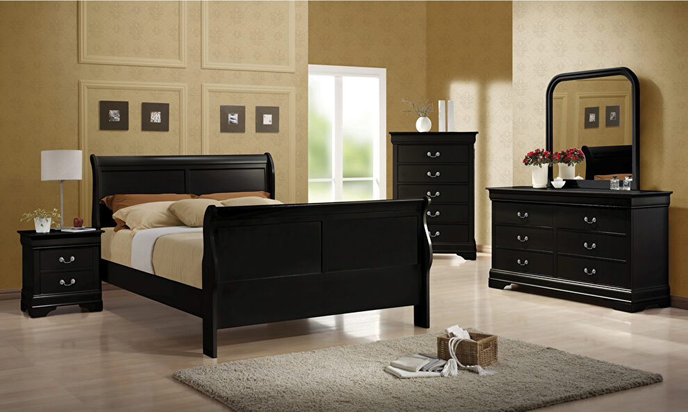Traditional black sleigh queen bed by Coaster