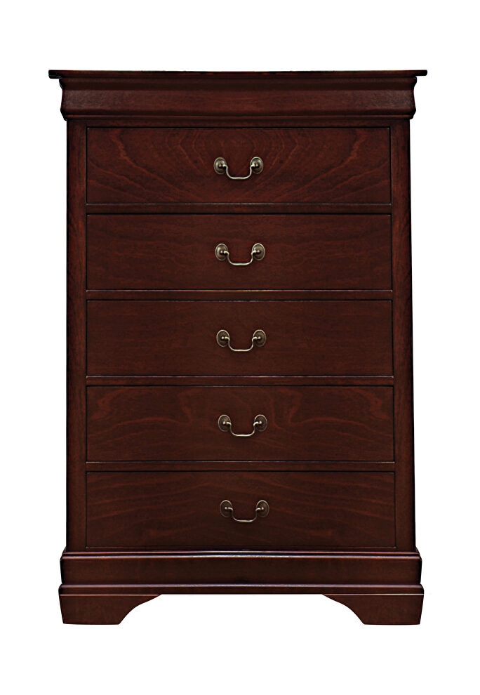 Red brown five-drawer chest by Coaster
