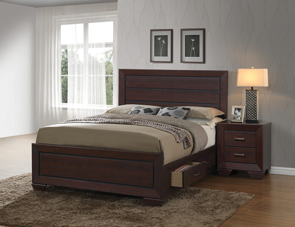 Fenbrook transitional dark cocoa eastern king storage bed by Coaster