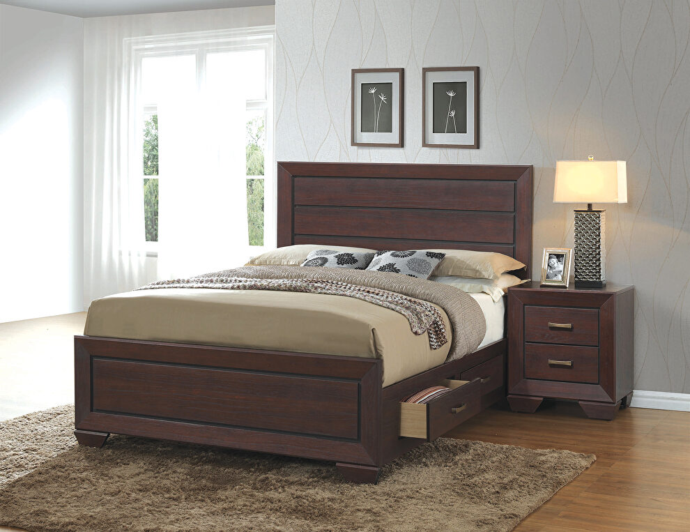 Fenbrook transitional dark cocoa queen storage bed by Coaster