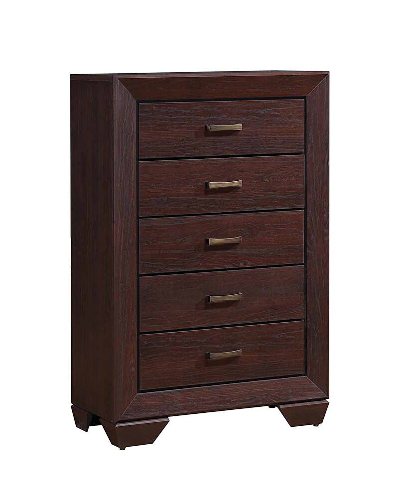 Dark cocoa five-drawer chest by Coaster