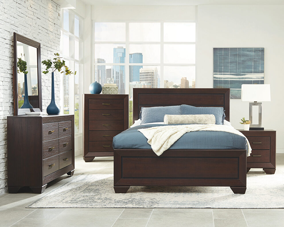 Transitional style dark cocoa eastern king bed by Coaster