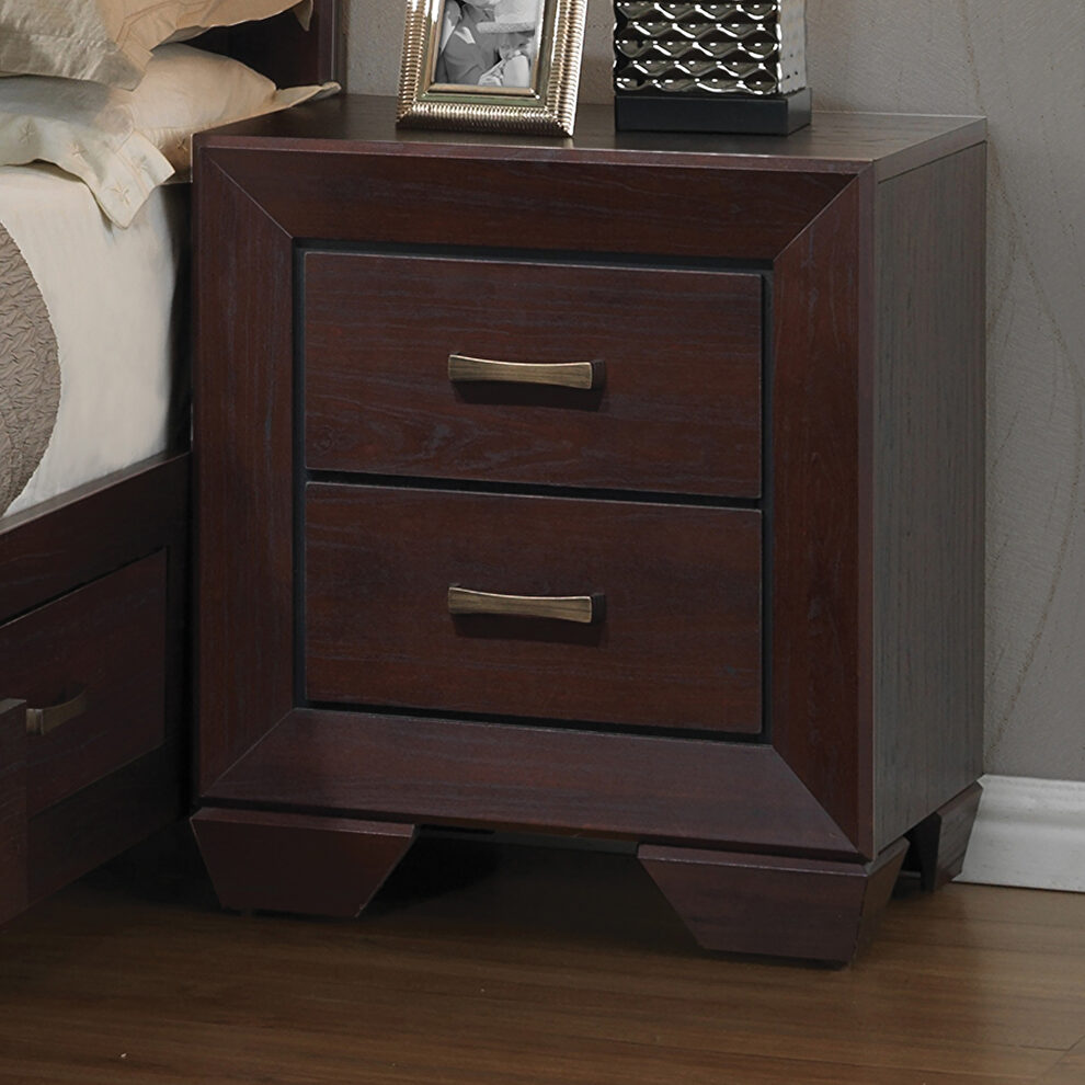 Dark cocoa two-drawer nightstand by Coaster