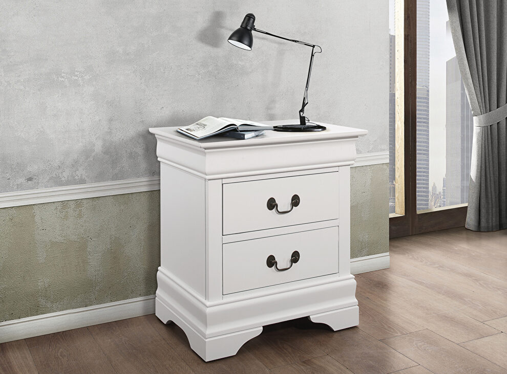 White two-drawer nightstand by Coaster