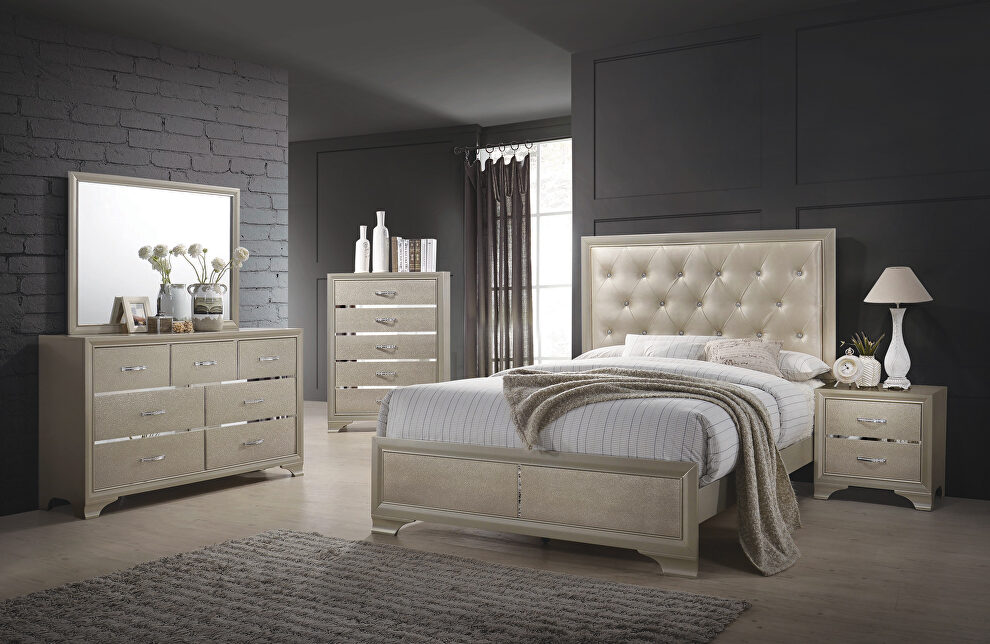 Transitional champagne eastern king bed by Coaster