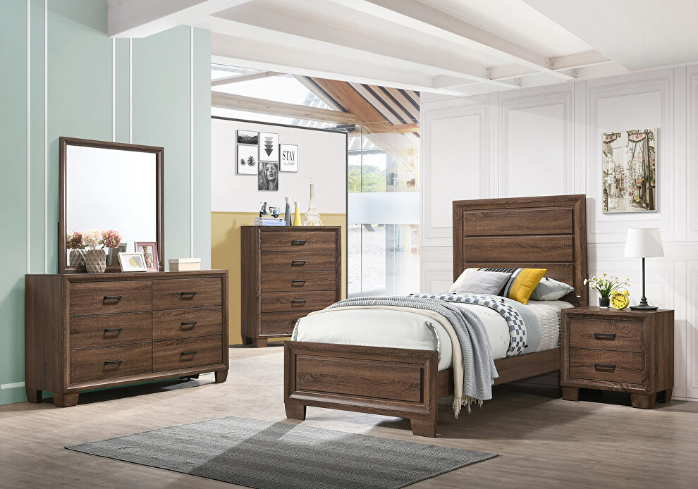 Transitional medium brown twin bed by Coaster