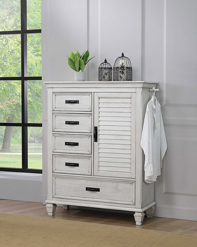 Antique white chest w 5 drawers by Coaster
