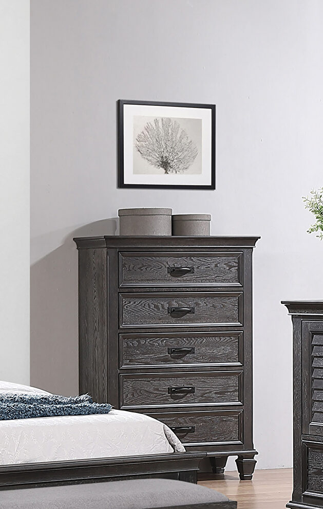 Weathered sage finish chest w 5 drawers by Coaster
