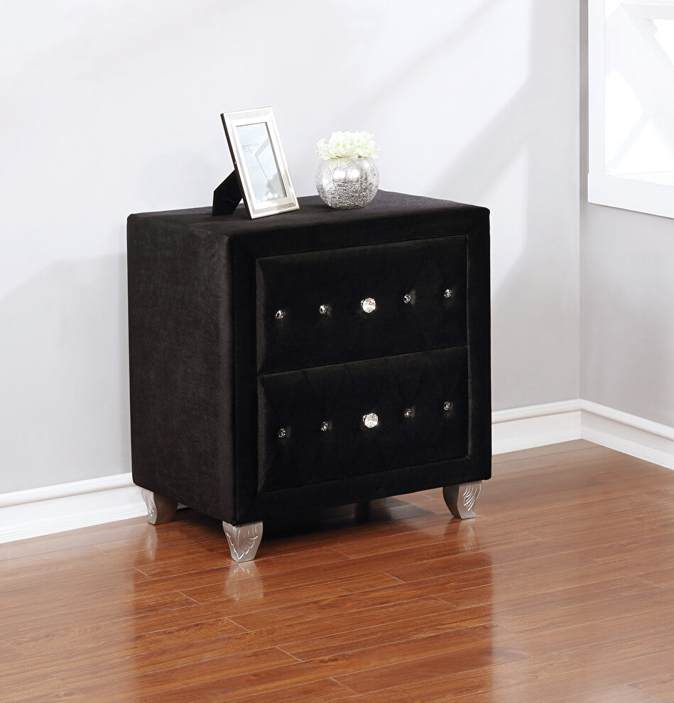 Contemporary black and metallic nightstand by Coaster