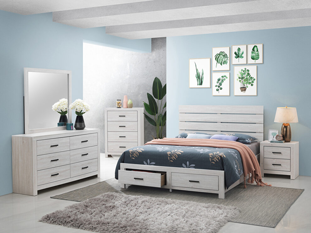 Coastal white finish queen storage bed by Coaster