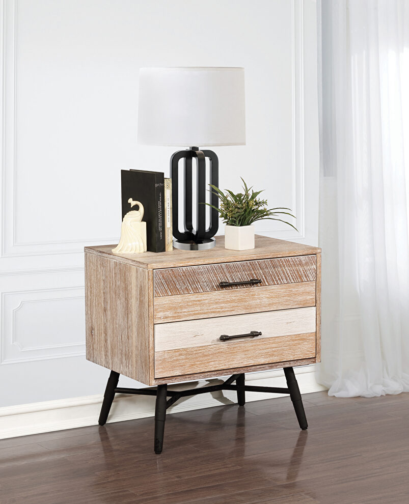 Rough sawn multi finish nightstand by Coaster