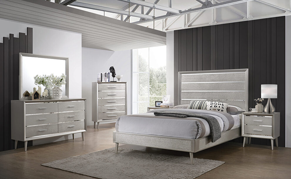 Metallic silver finish full bed by Coaster