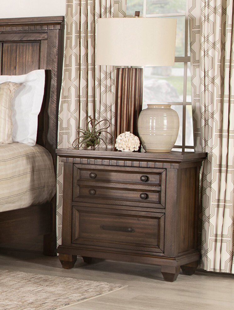 Brown finish acacia and poplar woods  nightstand by Coaster