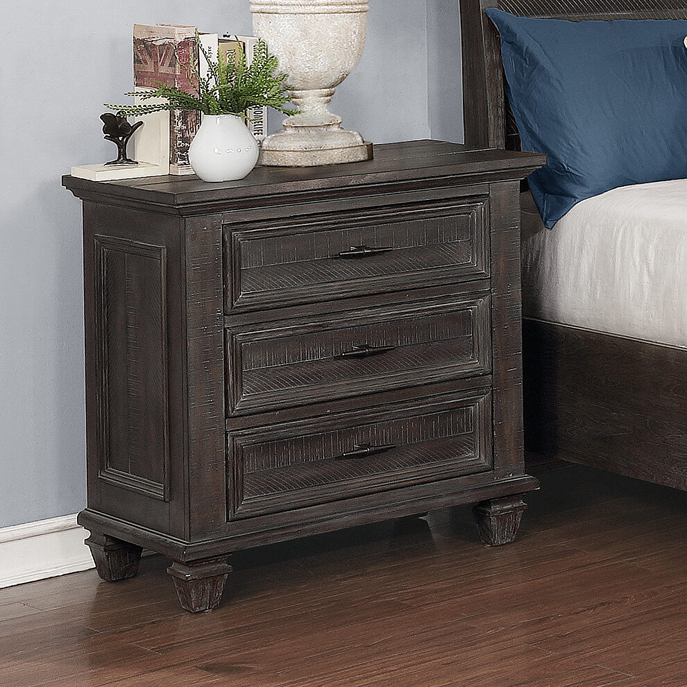 Weathered carbon finish nightstand by Coaster
