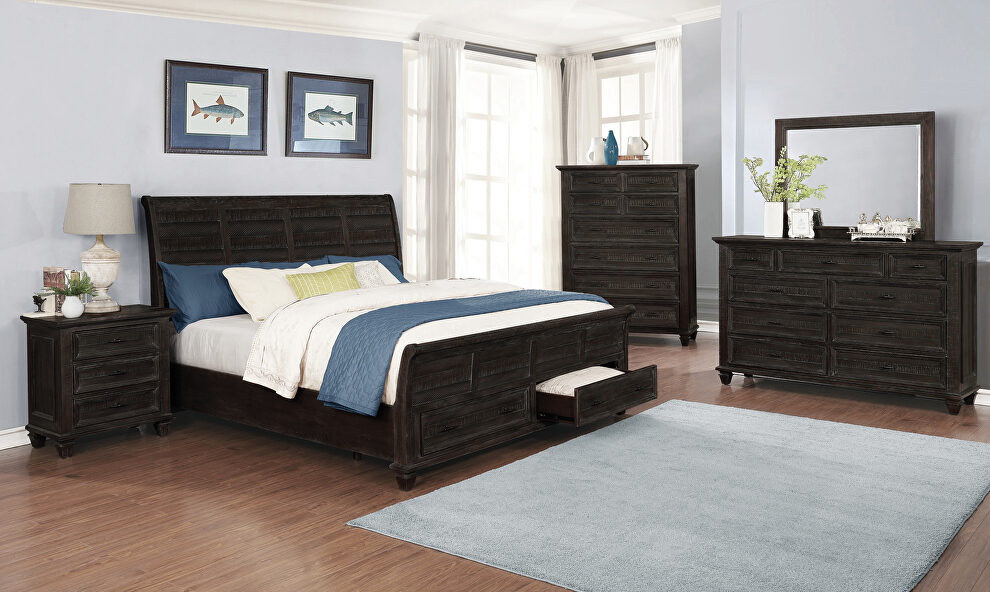 Weathered carbon finish queen bed by Coaster