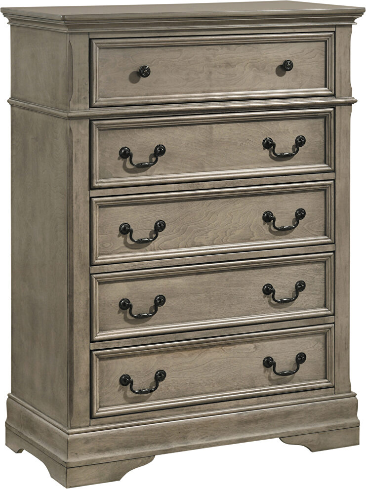 Wheat finish wood five-drawer chest by Coaster