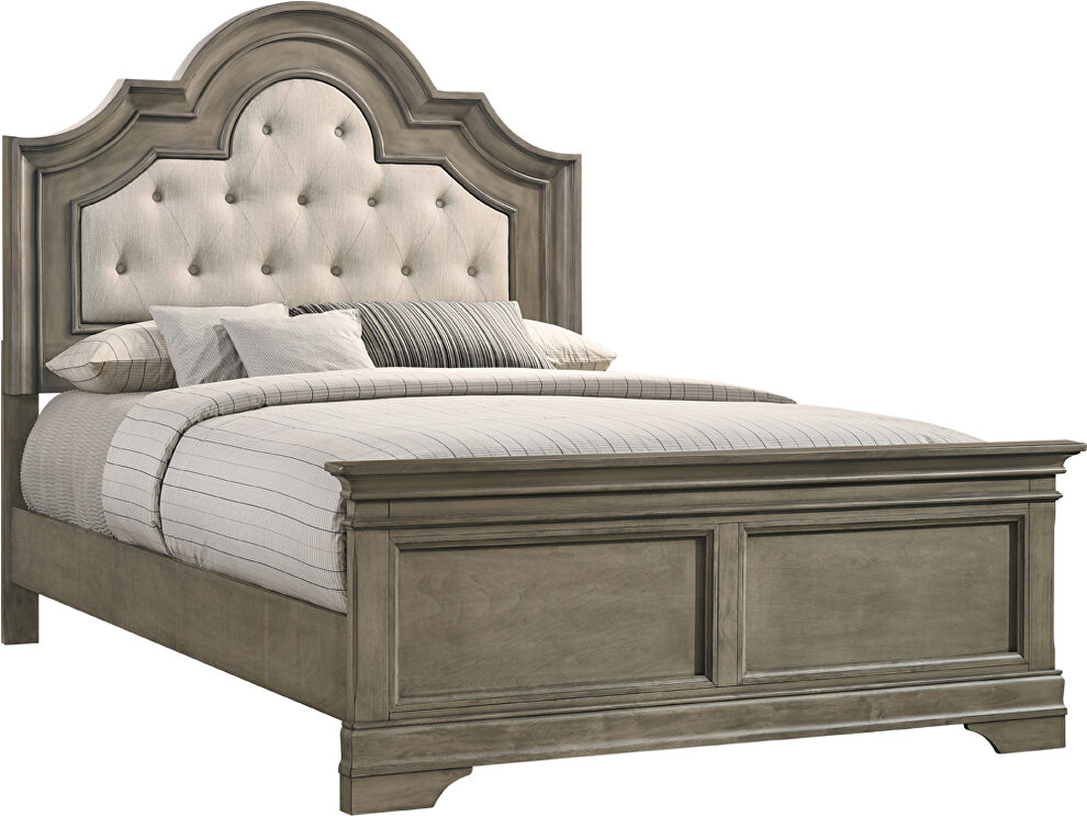 Wheat finish wood low-profile footboard e king bed by Coaster