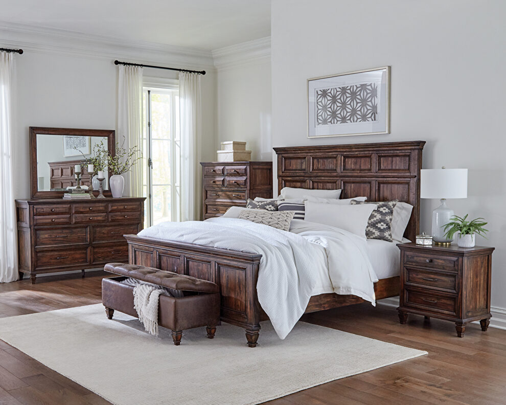 Weathered burnished brown finish  e king bed by Coaster