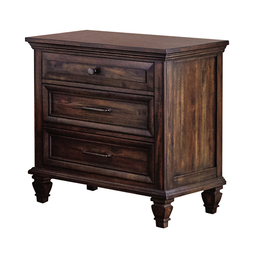 Weathered burnished brown finish nightstand by Coaster