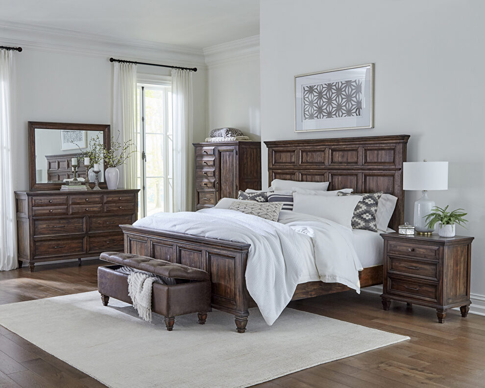 Weathered burnished brown finish queen bed by Coaster