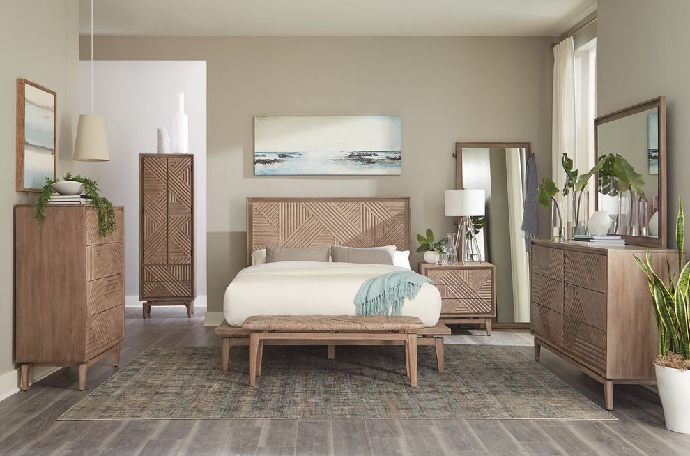 Queen bed in natural sandstone wood by Coaster