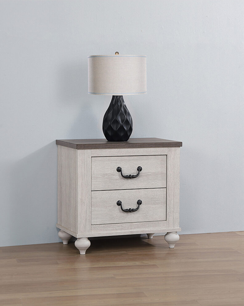 Ash brown/vintage linen nightstand by Coaster