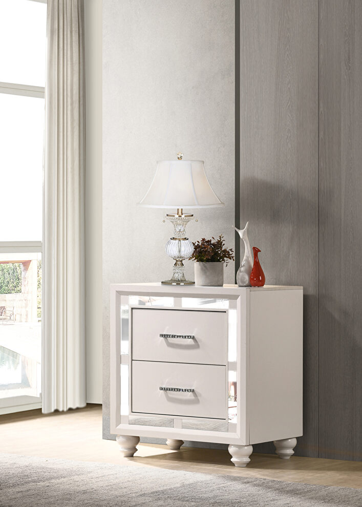 White and silver finish nightstand by Coaster