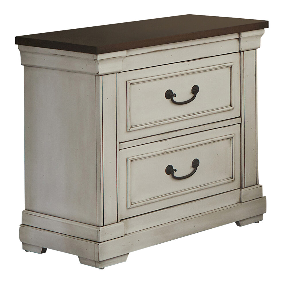 Dark rum / white finish nightstand by Coaster