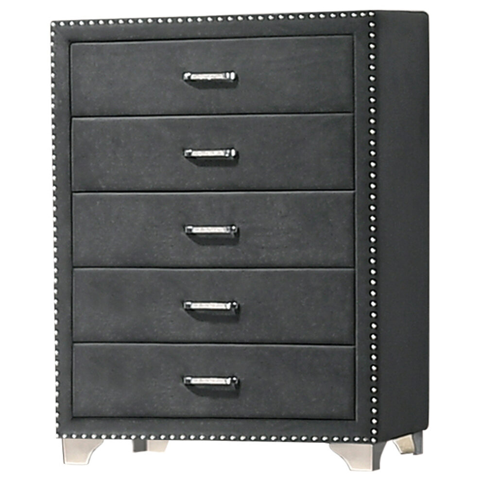 Gray matte velvet upholstery chest by Coaster