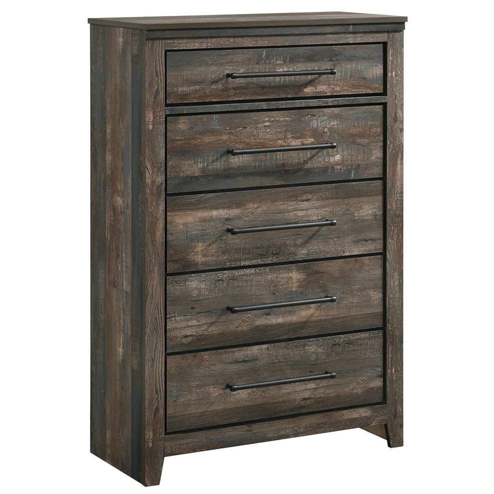 Weathered dark brown finish chest by Coaster
