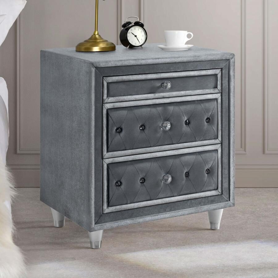 3-drawer upholstered nightstand ivory and camel by Coaster