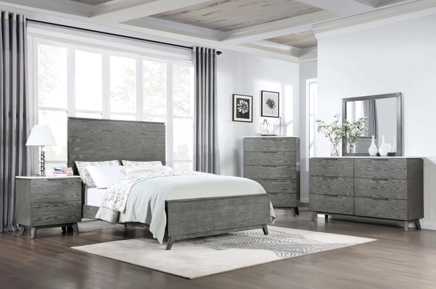 High headboard queen panel bed grey by Coaster