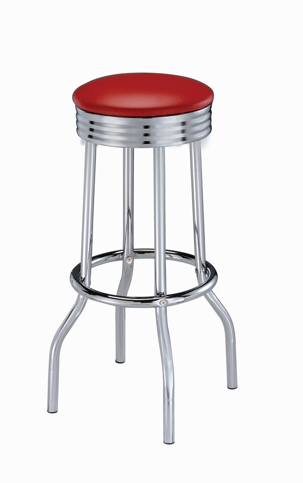 Cleveland contemporary red bar-height stool by Coaster