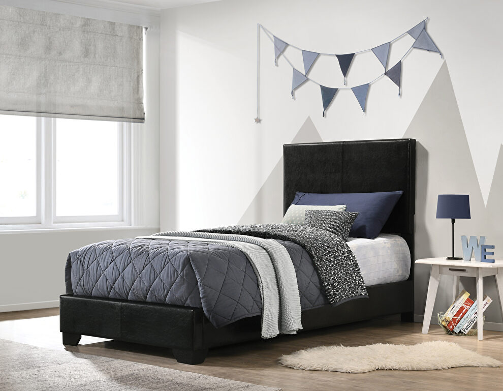 Casual black upholstered twin bed by Coaster