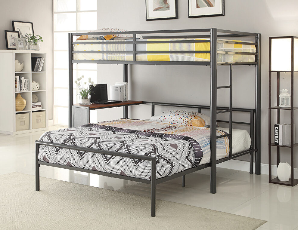 Full bed in a durable gunmetal powder coated finish by Coaster