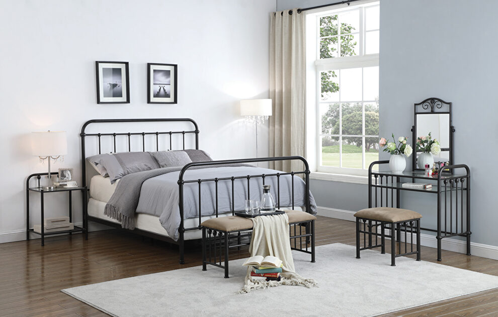 Transitional dark bronze eastern king bed by Coaster