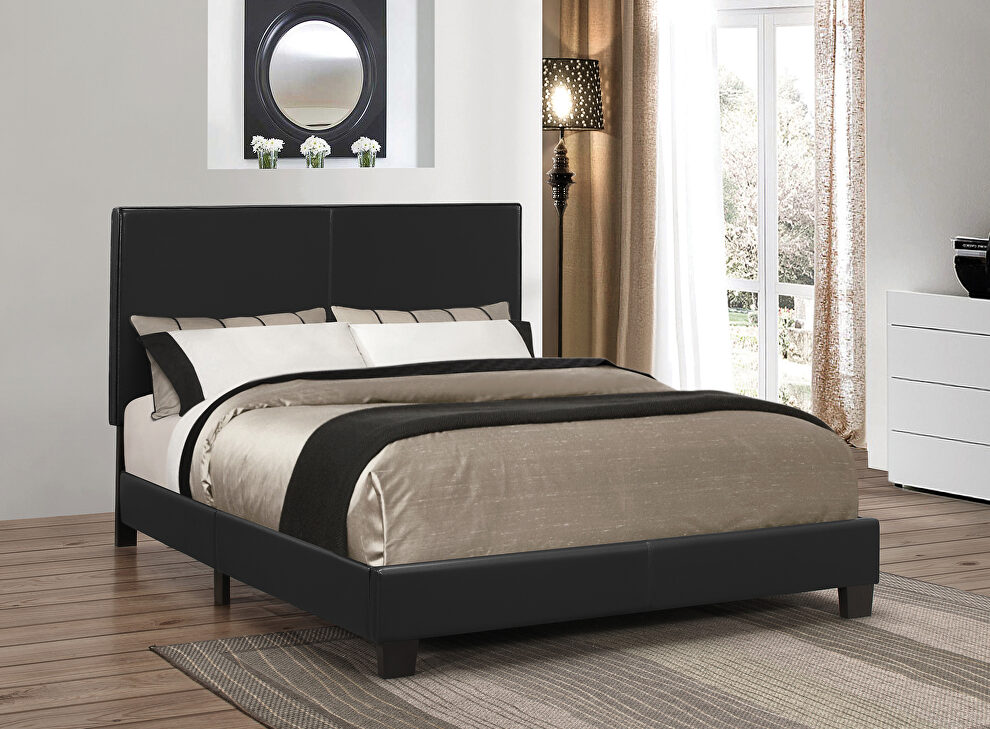 Upholstered platform black full bed by Coaster
