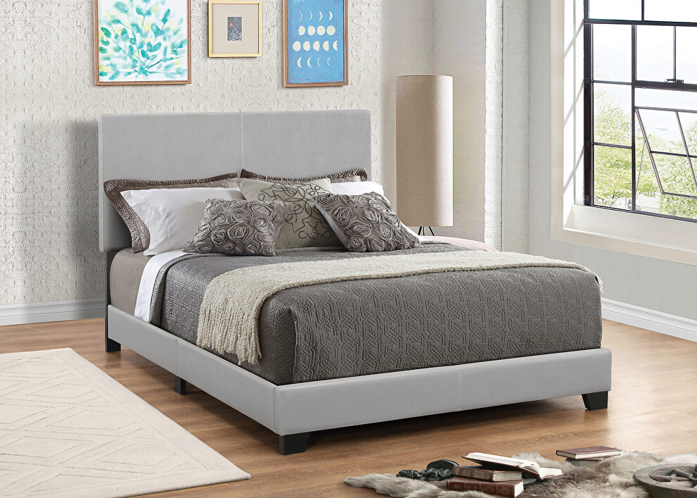 Gray faux leather upholstered full bed by Coaster