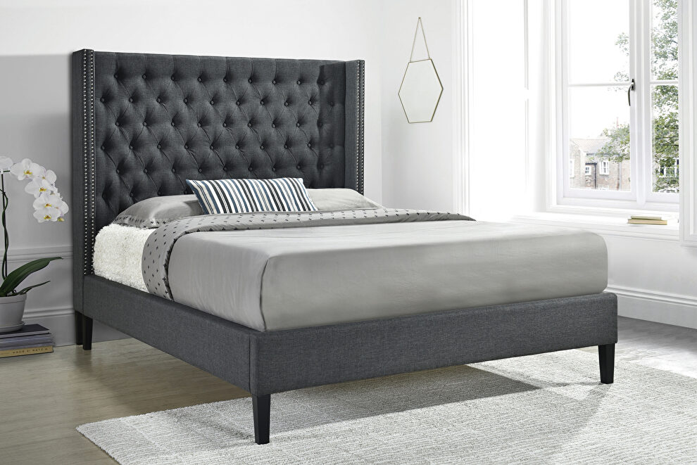 Charcoal fabric full bed by Coaster
