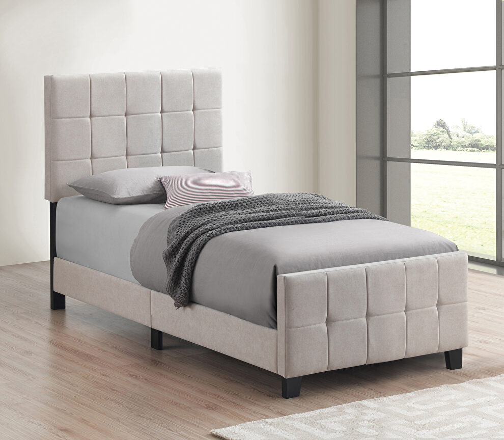 Beige fabric upholstery twin bed by Coaster