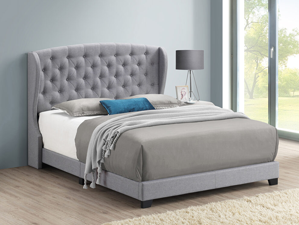Gray fabric full size bed by Coaster