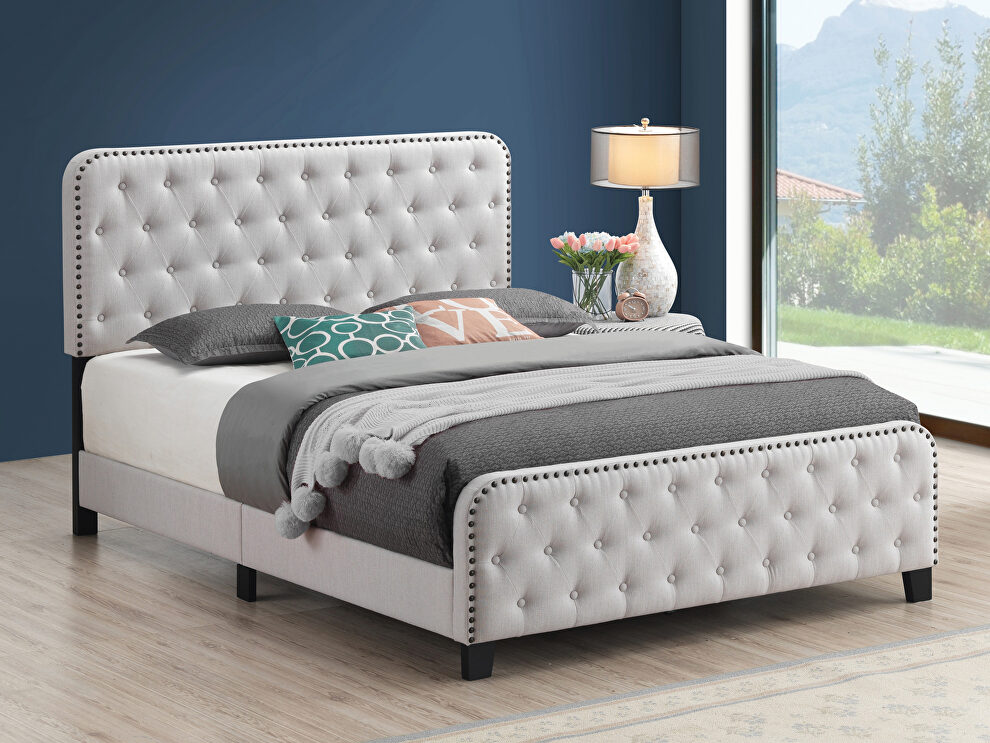 Beige upholstery e king bed by Coaster