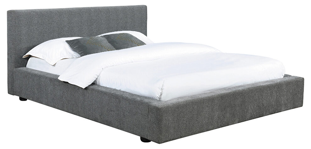 Textured gray fabric upholstery e king bed by Coaster
