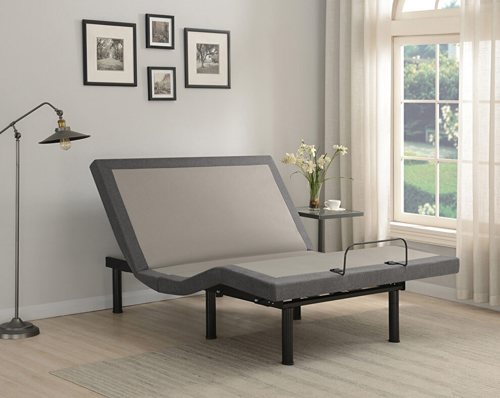 Full adjustable bed base grey and black by Coaster