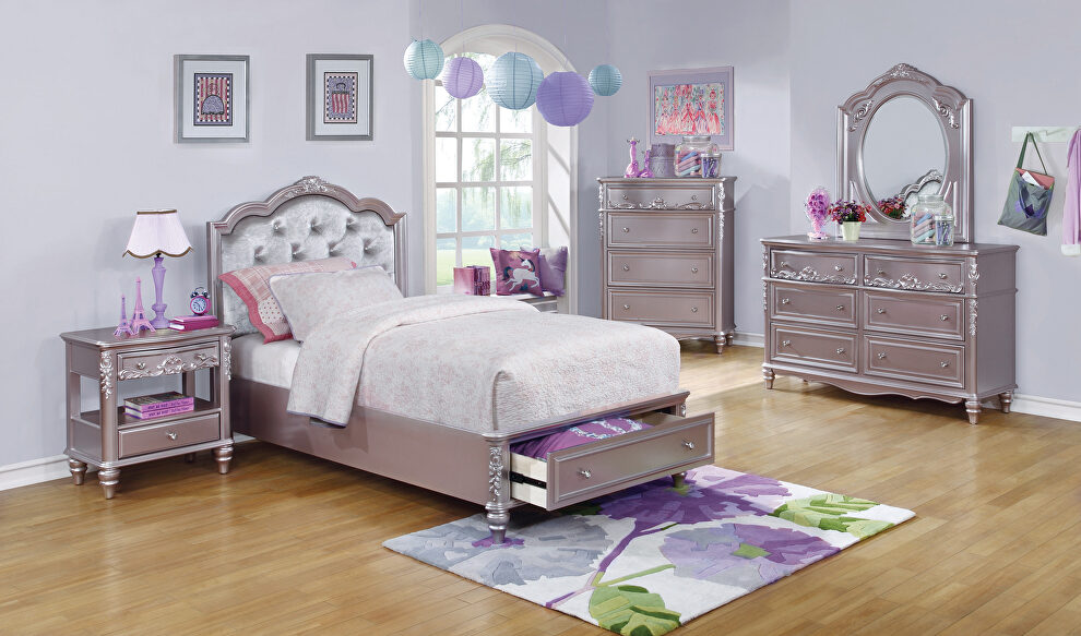 Metallic lilac twin storage bed by Coaster