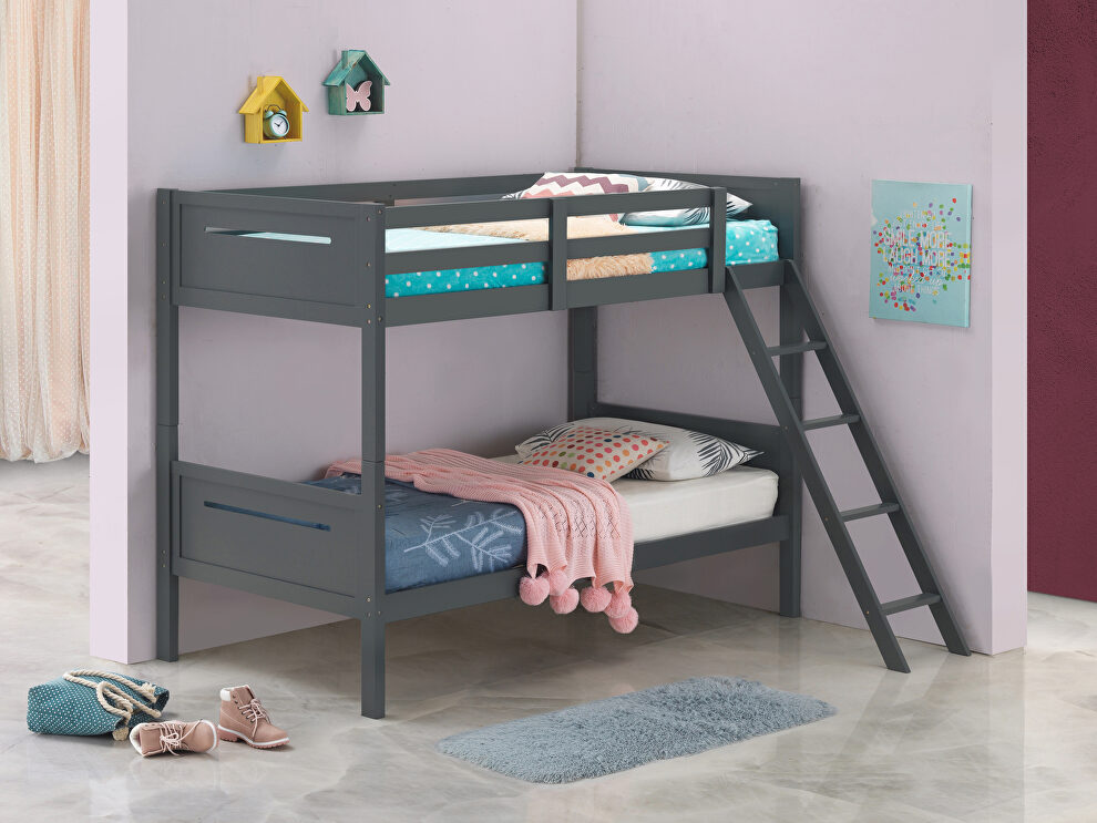 Gray wood finish twin/twin bunk bed by Coaster