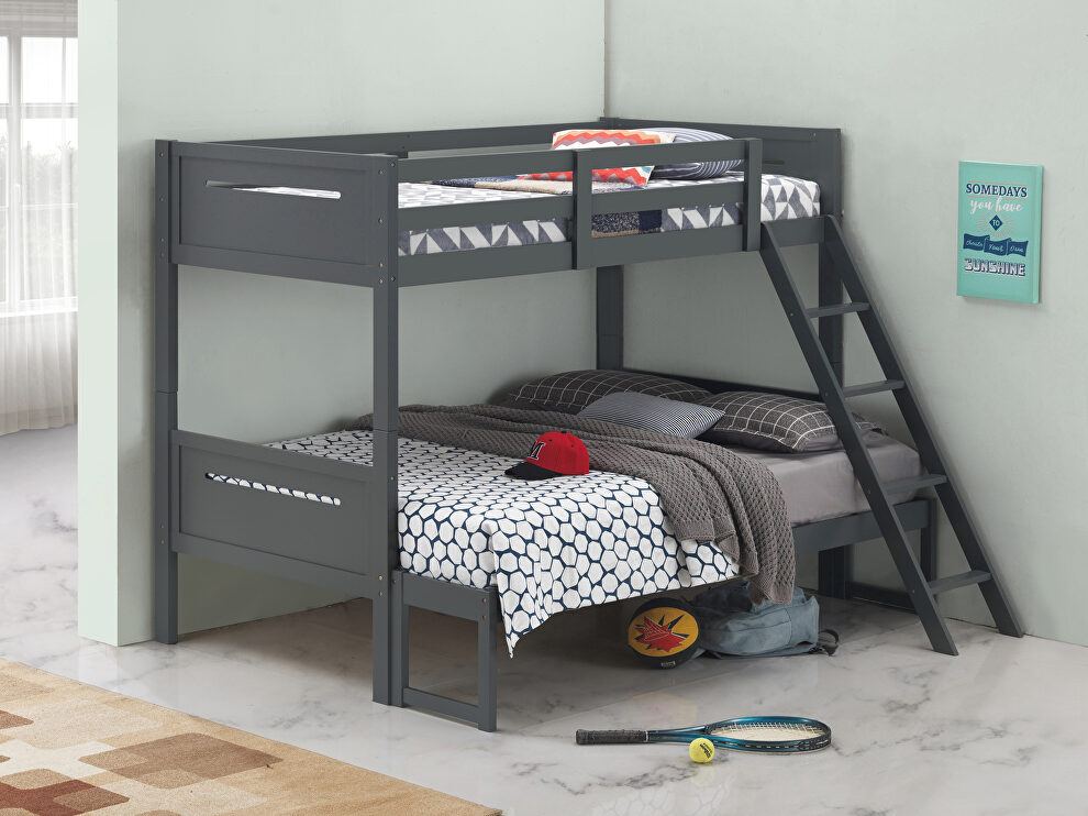 Gray wood finish twin/full bunk bed by Coaster