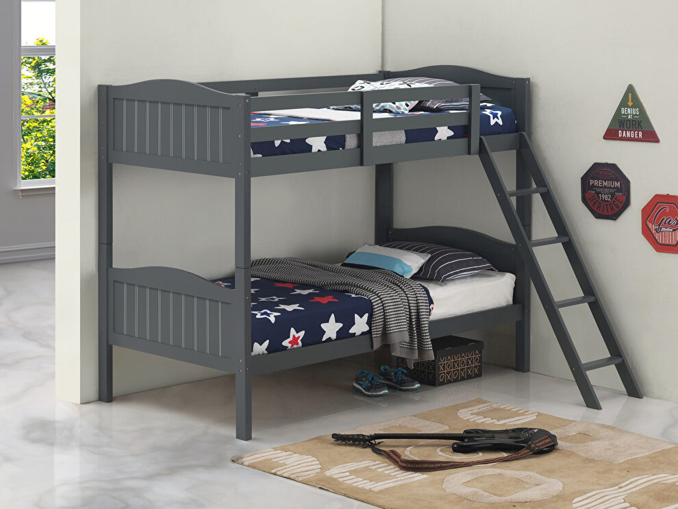 Gray wood finish twin/twin bunk bed by Coaster